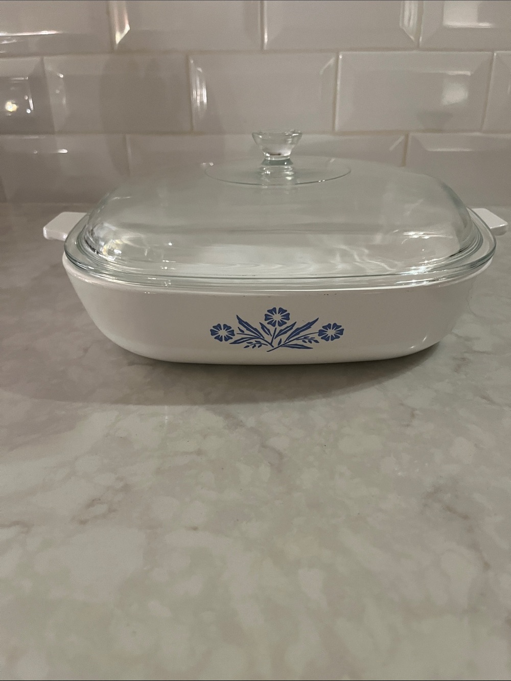 Vintage Cornflower Corningware Casserole Dish 10" P 10 B lid P 10 C 1